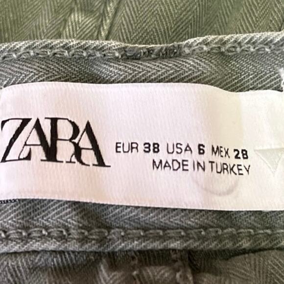 Zara Women's Green Gray High Waist Wide Leg Casual Denim Jeans Shorts Size 6 - Picture 4 of 5